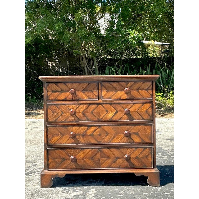 Vintage Boho Herringbone Chest of Drawers For Sale - Image 4 of 10