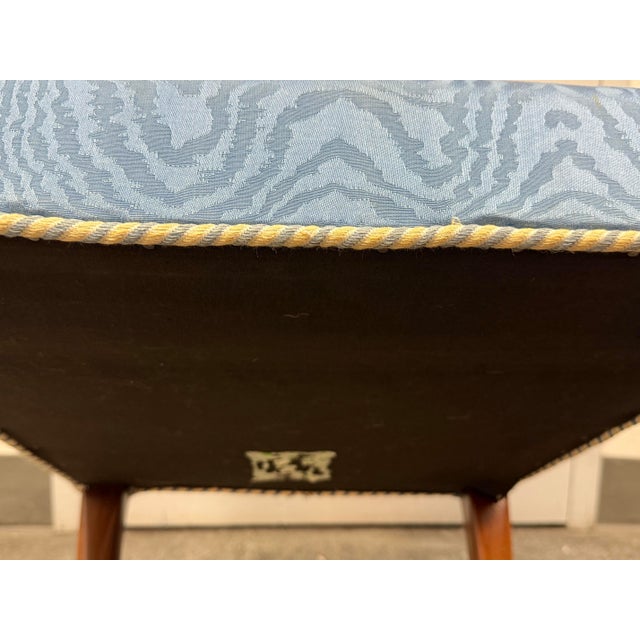 Chippendale Moiré-Patterned Fabric Side Chairs, Vintage For Sale - Image 10 of 12