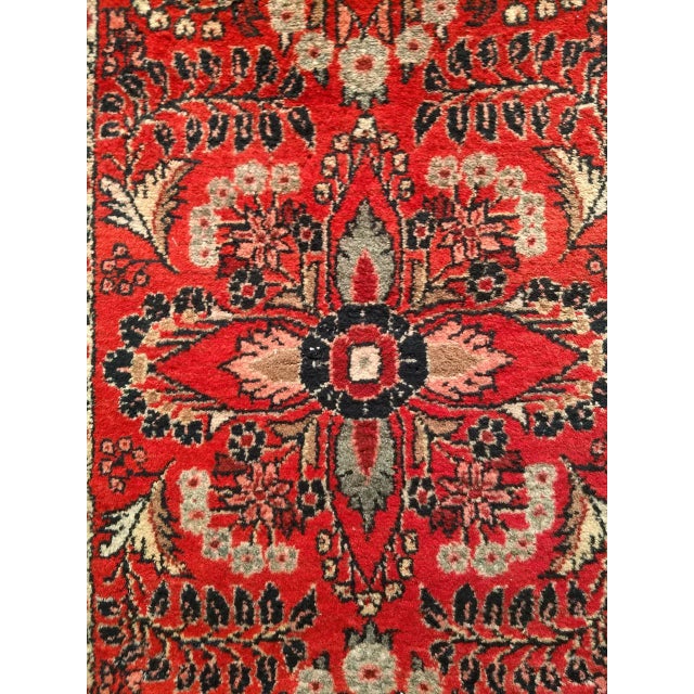 Vintage Persian Sarouk Lilian Runner Rug, Hand-Knotted Wool, Floral Design, Red & Pink, 3x25 For Sale - Image 14 of 17