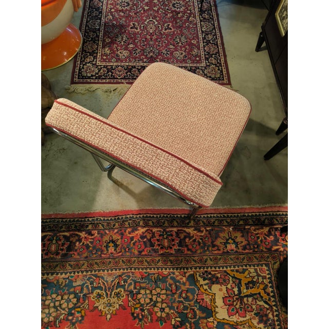 Mid-Century Modern Vintage Steel Lounge Chairs with Fabric, 1970s, Set of 2 For Sale - Image 3 of 14