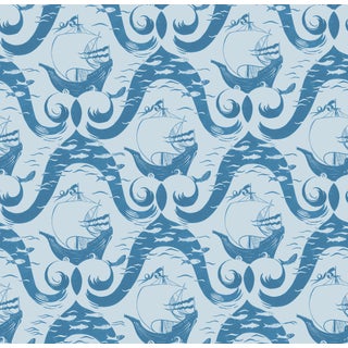 Sample - Cravelle Wallpaper by Paule Marrot in Light Blue For Sale