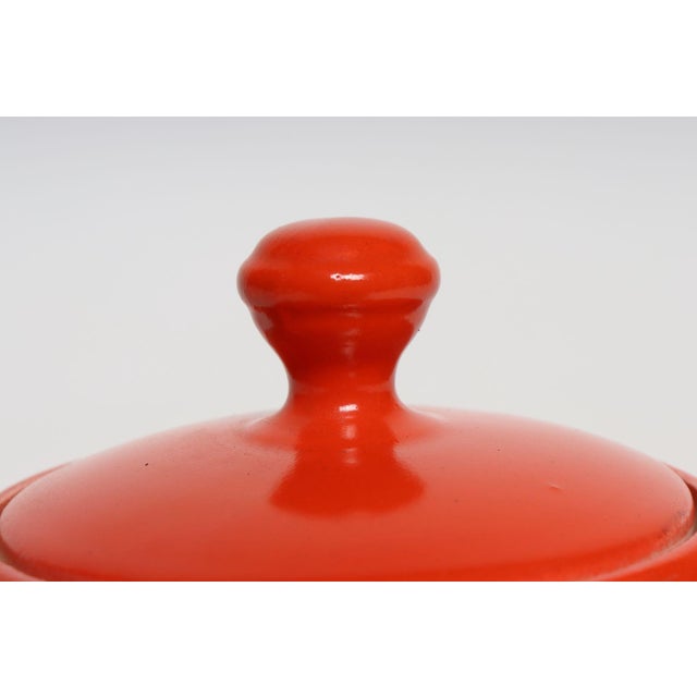 Vintage Czech Bohemian Orange Art Pottery Ribbed Lidded Canister by Erphila For Sale - Image 13 of 17