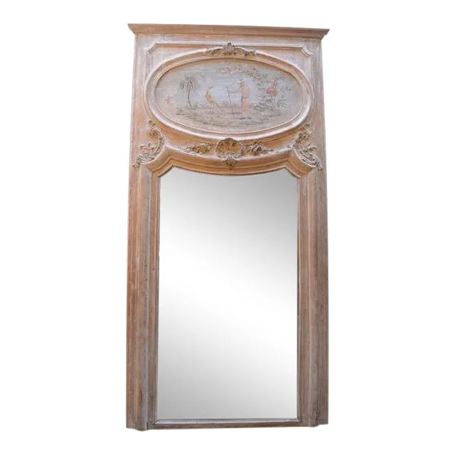 19th C. French Carved Trumeau Mirror For Sale