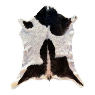 Hair on Hide Genuine Cowhide Mini Wall Hanging / Rug Approx 5 Sq Ft. Dark Brown and Ivory For Sale
