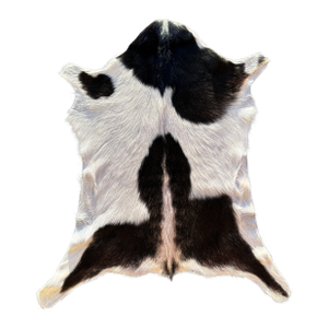 Hair on Hide Genuine Cowhide Mini Wall Hanging / Rug Approx 5 Sq Ft. Dark Brown and Ivory