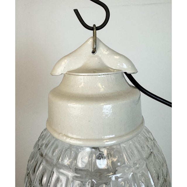 Vintage White Porcelain Pendant Light, 1970s For Sale - Image 3 of 15