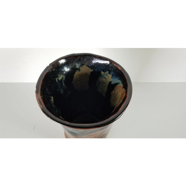 Vintage Signed Brown Glaze Art Pottery Vase For Sale In Miami - Image 6 of 10