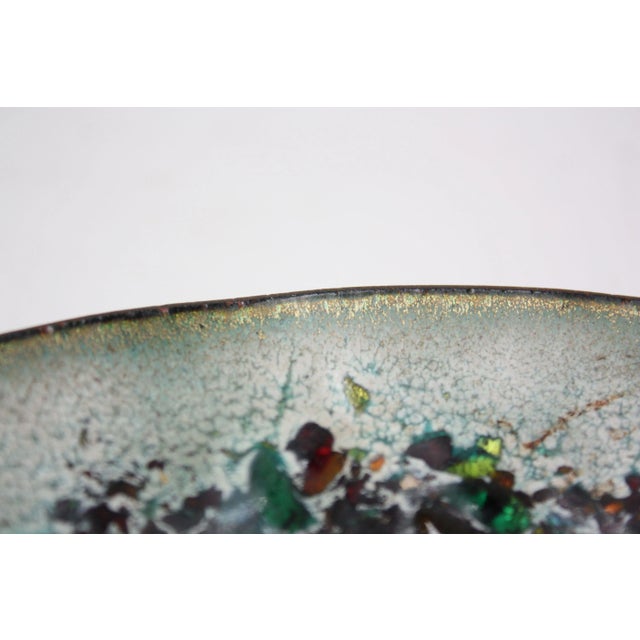 Modernist Green Enamel on Copper Dish With Glass Decoration For Sale In New York - Image 6 of 12