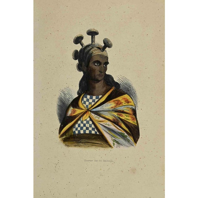 Warrior of the Sandwich Islands is a hand colored lithographs made by Auguste Wahlen in 1844. Good conditions. The artwork...