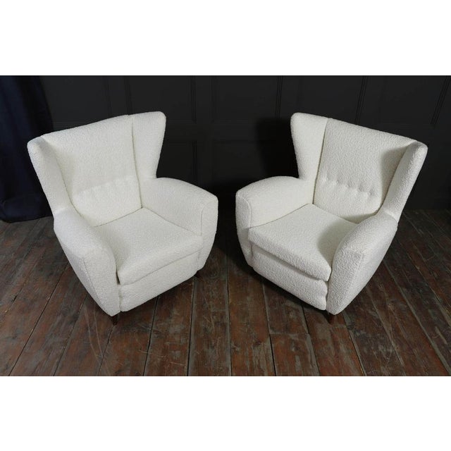 Mid-Century Italian Wingback Armchairs in Bouclé, 1950s, Set of 2 For Sale - Image 13 of 18