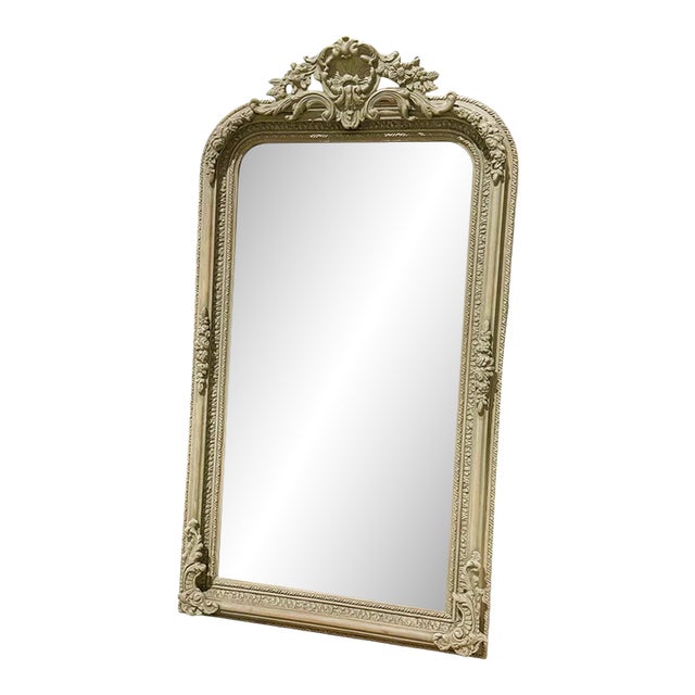 Elegant French Style Full-Length Floor Mirror in Bone Finish For Sale