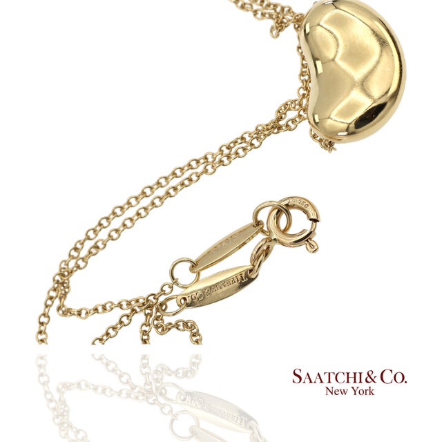Tiffany&Co. Elsa Peretti 18k 750 Solid Yellow Gold Bean Design Pendant Necklace For Sale In New York - Image 6 of 13