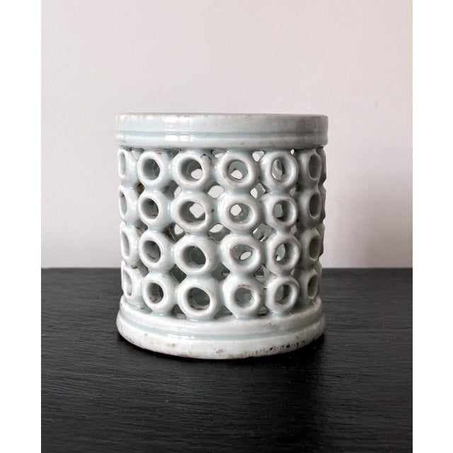 Korean Reticulated Celadon Brush Holder For Sale In Atlanta - Image 6 of 11