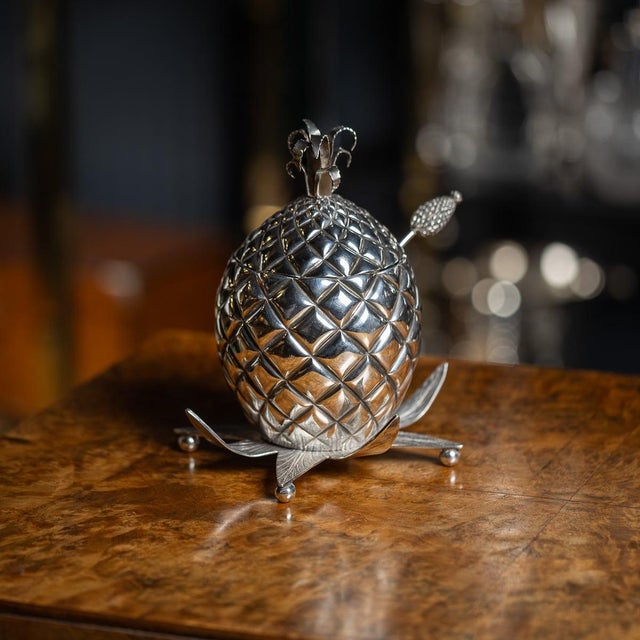 Antique Victorian Silver Pineapple Sugar Bowl and Sifter, 1877 For Sale - Image 16 of 17
