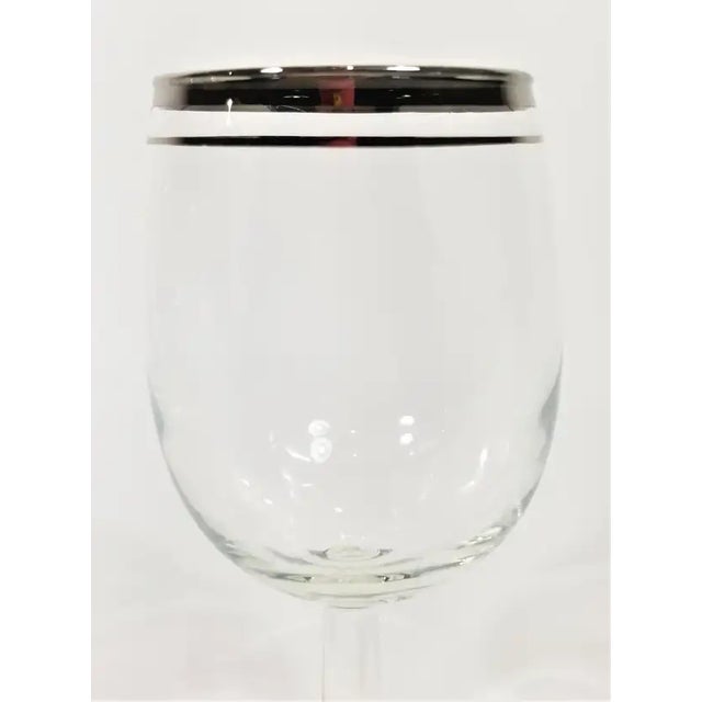 1960s Mid-Century Silver Rimmed Stemware Wine Glasses- Set of 10 For Sale - Image 10 of 10