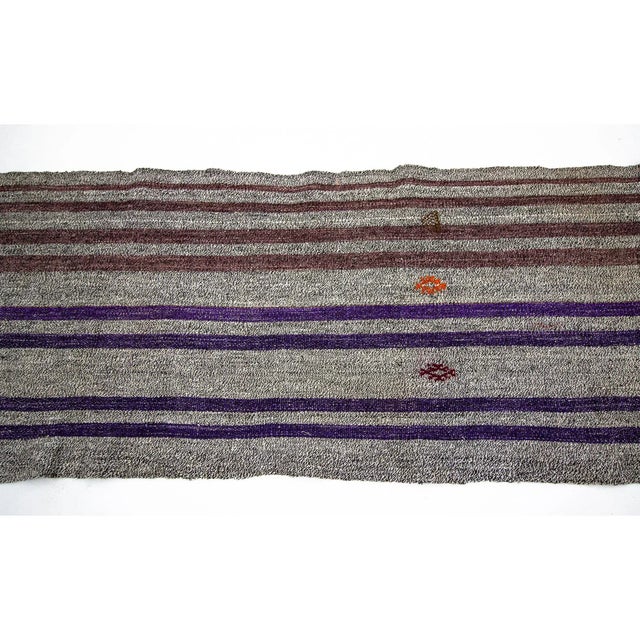 Contemporary 1960s Vintage Vertical Striped Long Turkish Kilim Runner- 2′5″ × 16′6″ For Sale - Image 3 of 7