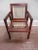 high quality studio designed and hand crafted solid walnut armchair w/ maple spindles, artist unknown