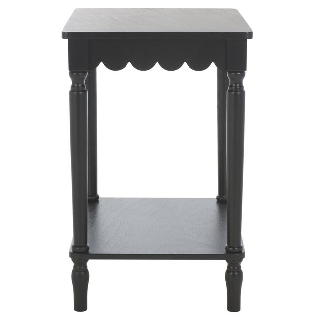 Wood Heaven Scalloped Accent Table in Matte Black For Sale - Image 7 of 8