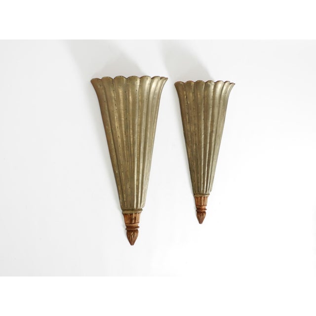 Mid-Century Modern Wall Lamps Made of Wood with Aluminum Cladding, 1950s, Set of 2 For Sale - Image 3 of 18