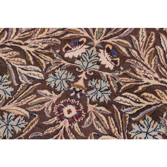 Textile Botanical 1990's Pak-Persian Brown/Gray Wool Round Rug- 6'2'' X 6'3'' For Sale - Image 7 of 9