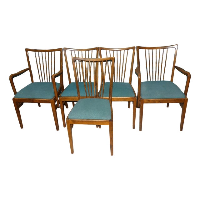 II/56 Spindle Chair Set of Armchairs and Dining Chairs from Musterring, 1956, Set of 5 For Sale