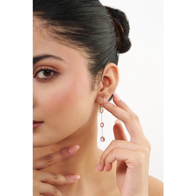 4.25ct Multi Sapphire September Birthstone Chain Dangle Earrings in 14k Gold- 2 Pieces For Sale - Image 10 of 16