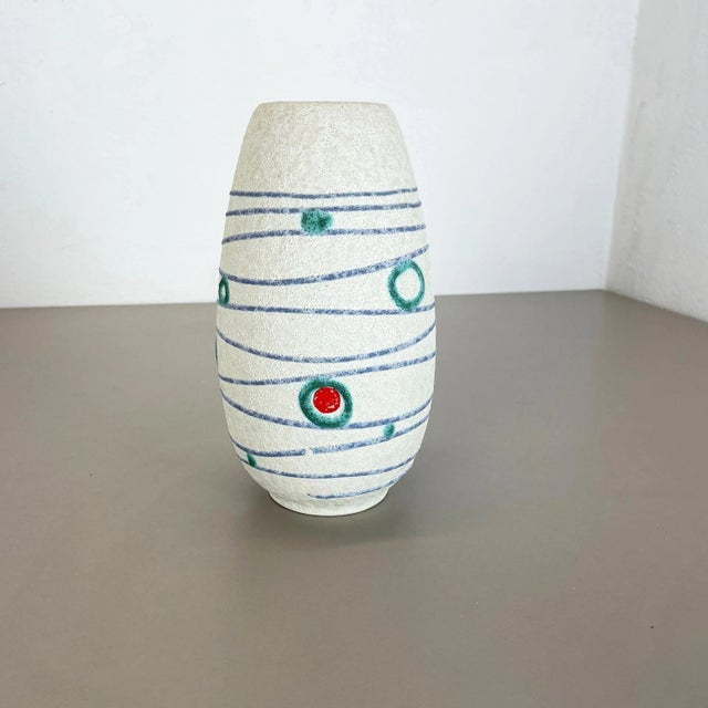 Colorful Fat Lava Stripe & Dots Pottery Vase from Jasba Ceramics, Germany, 1950s For Sale - Image 3 of 16