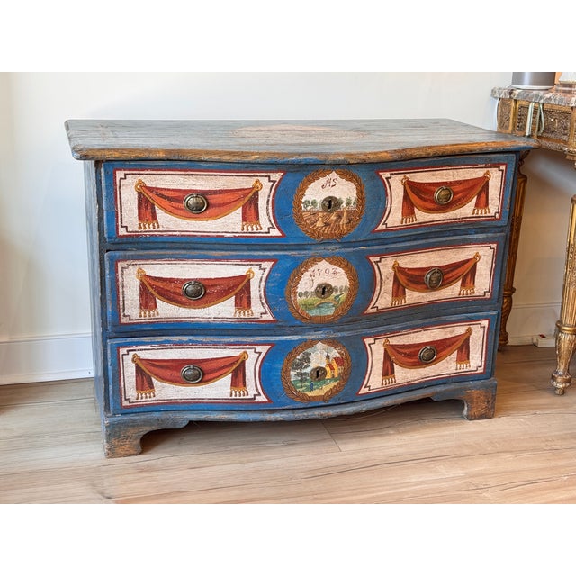 Rustic European Late 18th Century Northern European Painted Commode, Dated 1793 For Sale - Image 3 of 10