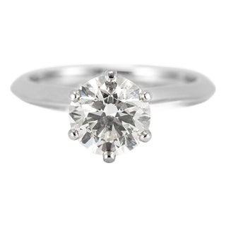 Tiffany & Co. The Tiffany Setting Platinum Gia 1.24ct Diamond Engagement Ring, Size 4.5 For Sale