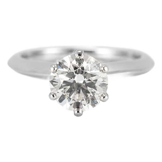 Tiffany & Co. The Tiffany Setting Platinum Gia 1.24ct Diamond Engagement Ring, Size 4.5 For Sale