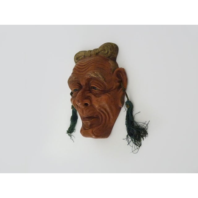 1950s Japanese Noh Man Mask in Terracotta, 1950s For Sale - Image 5 of 9