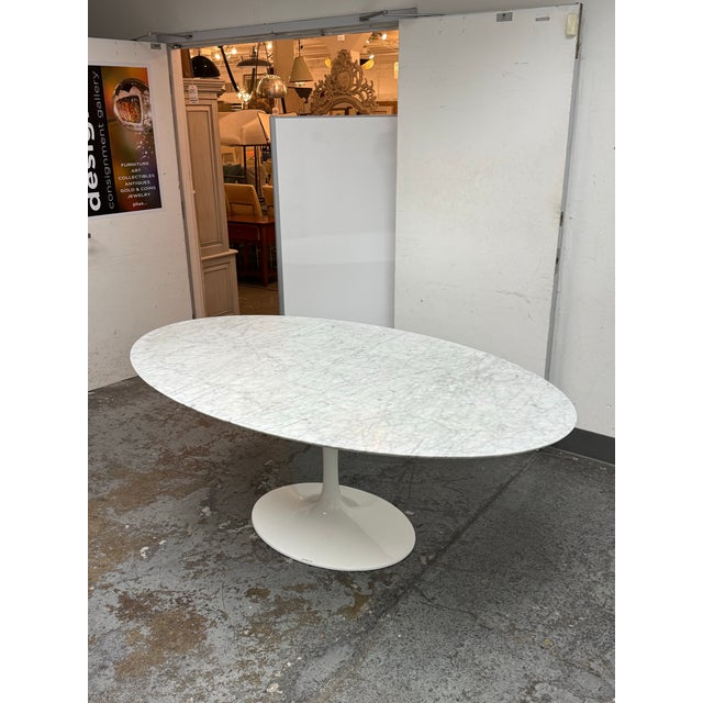 Mid-Century Modern Room & Board Eero Saarinen Style Oval Marble Dining Table For Sale - Image 3 of 13