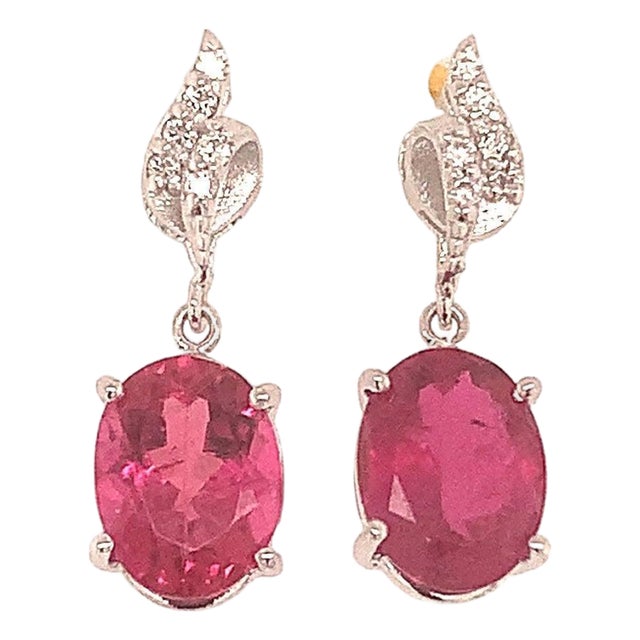 Natural Tourmaline Diamond Earrings 14k Gold 2.34 TCW Certified For Sale