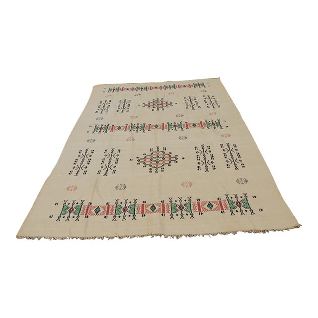 Vintage Turkish Orange and Green Woven Wall Hanging For Sale