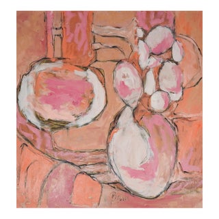 Contemporary Pink Abstract Still Life Painting For Sale