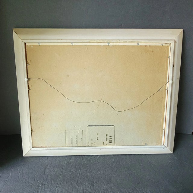 Mid-Century Modern Vintage Mid Century Modern French Cityscape Oil Painting on Board Framed Signed For Sale - Image 3 of 9