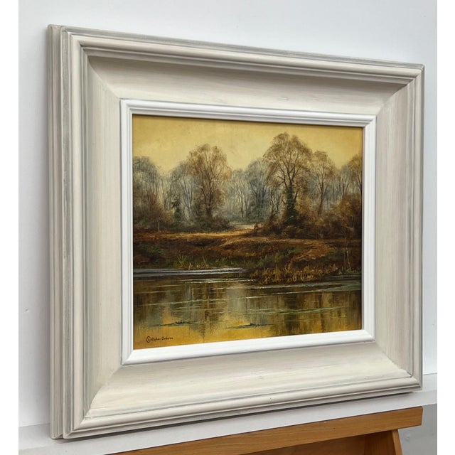 Reflections on Forest Pond in the English Countryside with Warm Yellows & Browns 1979 For Sale - Image 6 of 12