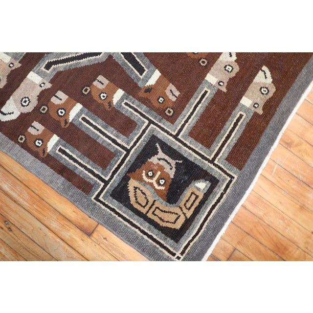 Early 20th Century Indonesian Pictorial Square Head Rug - 5' x 6'2" For Sale In New York - Image 6 of 8