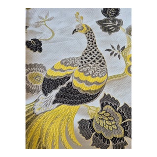 Gorgeous Siver, Gray, Black Yellow Brocade Designer Fabric- 1 1/2 Yards For Sale