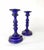 1930s Art Deco candlesticks and centerpiece pedestal bowl in cobalt blue satin glass with gilt decoration. Very good...