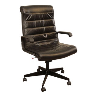 Modern Black Leather Desk Chair For Sale