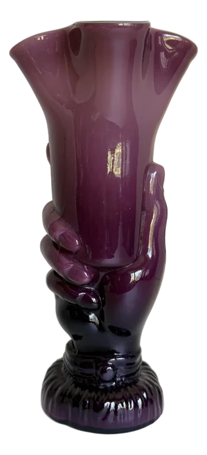 Victorian Era Cased Amethyst Ruffle-Top Hand Glass Vase
