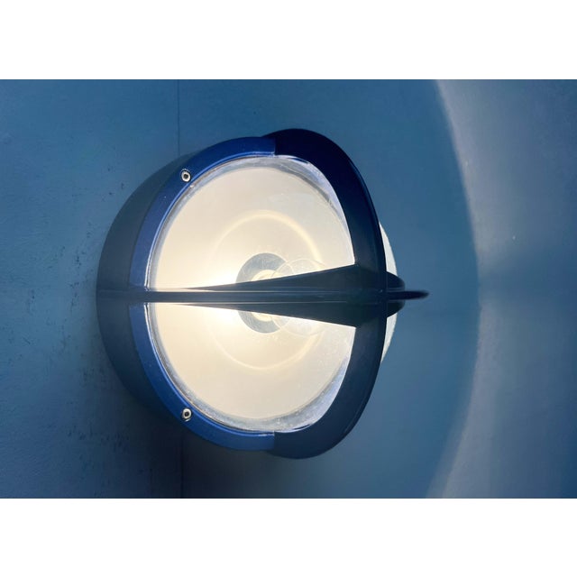Mid-Century Modern Danish Pirate Blue Metal Outdoor Wall Lamp by Eva and Nils Koppel, Gert Edstrand for Nordisk Solar, 1960s For Sale - Image 18 of 18