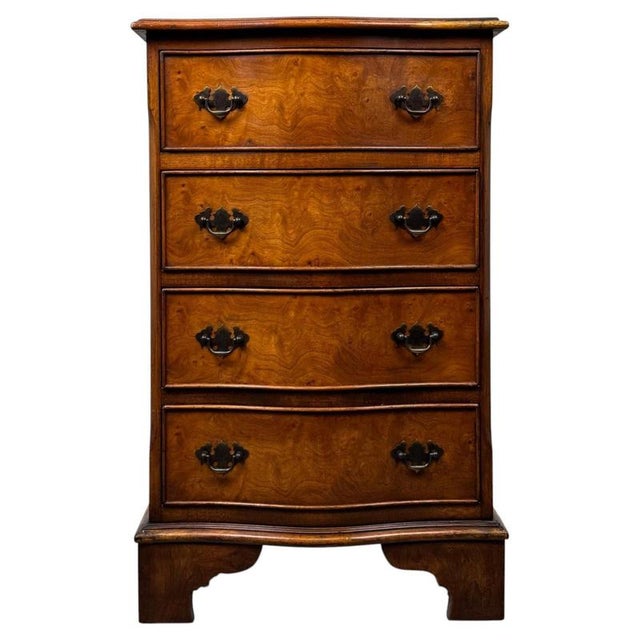 Small Antique Serpentine Burr Oak Chest of Drawers For Sale - Image 12 of 12