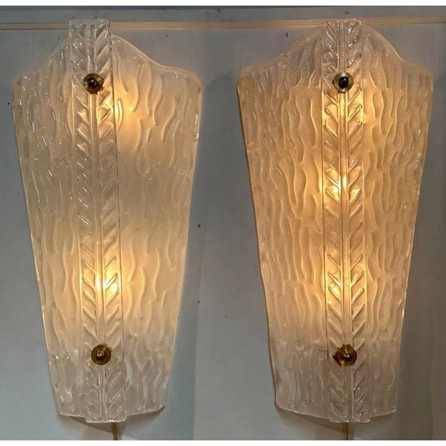 Pair of Modern Frosted Murano Glass Sconces For Sale In Dallas - Image 6 of 6