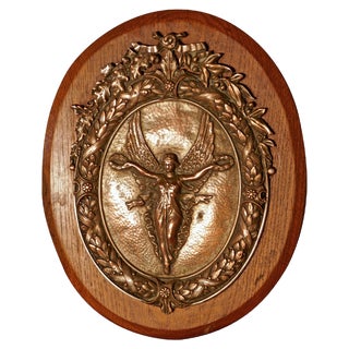 Arts and Crafts Shield Trophy with Nike the Goddess of Victory, 1880s For Sale