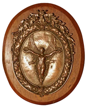Arts and Crafts Shield Trophy with Nike the Goddess of Victory, 1880s