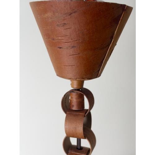 Swedish Birch Bark Pendant Lamp with Decorative Bark Chain, 1960 For Sale - Image 9 of 16