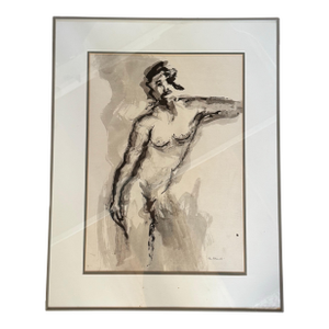 Vintage Ink Drawing Of A Nude Male Figure