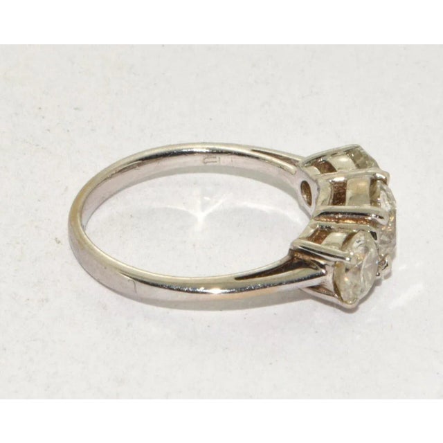 Exquisite 18ct White Gold Trilogy Diamond Engagement Ring – 2ct, British Vintage Original For Sale - Image 11 of 18